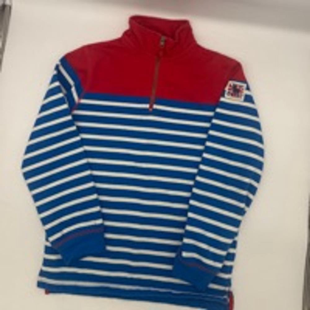 Boys MINI BODEN 1/4 Zip Pullover Size 11-12Y Blue and Red Striped